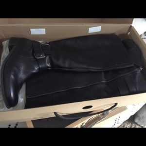 Nine West knee high flat boot with side zip